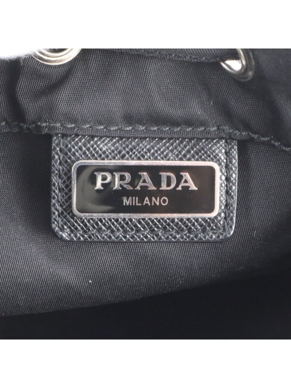 Prada Tessuto Nylon Triangle Logo Leather Pouch Hand Black Ewe - Picture 8 of 8